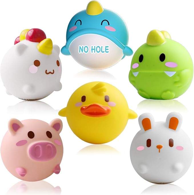 Bath Toys Toddler No Hole Bath Tub Toys for Baby 6-12 Months Toys 12-18 Months 6PCS Animal Floating Bathtub Toys for Kids 1-3 Baby Shower for Infant Boys Girls