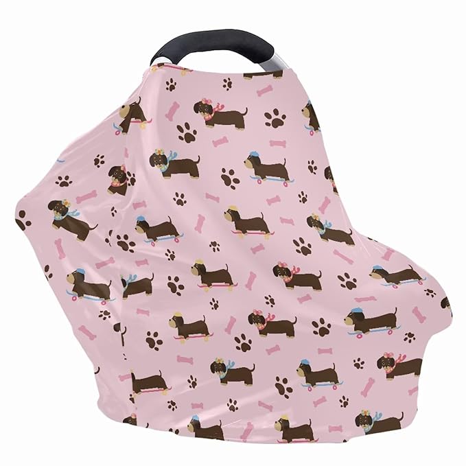 AFPANQZ Dog Paw Dachshund Nursing Cover Breastfeeding Covers Stretchy Babies Car Seat Cover Gender Neutral Soft Breathable Infant Carseat Canopy Shopping Cart Stroller Canopy for Baby