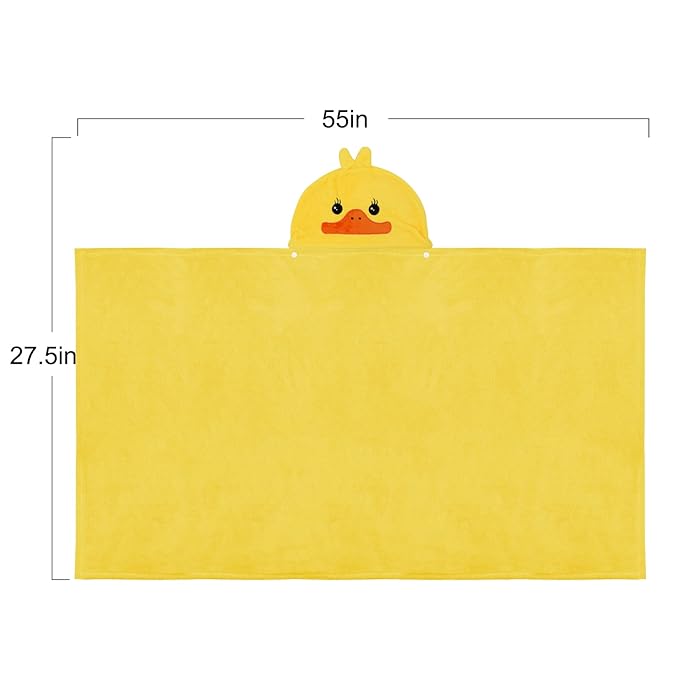 ROMASA Baby Bath Towel Ultra Soft Hooded Towel Highly Absorbent Bathrobe Blanket Toddlers Shower Gifts for Boys Girls- 27.5" x 55" (Yellow)