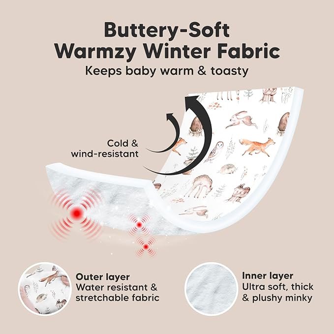 KeaBabies Winter Car Seat Cover Baby, Newborn - Universal Fit Infant Carseat Covers Baby Girl, Boy, Breathable, Lightweight Blanket, Easy to Use Stroller Canopy, Rain,Wind,Sun Shade(Arcadia)