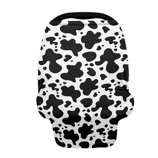 Forchrinse Cow Print Car Seat Cover for Babies Soft Breathable Breastfeeding Nursing Cover Infant Carseat Canopy Stroller Cover Easy Install