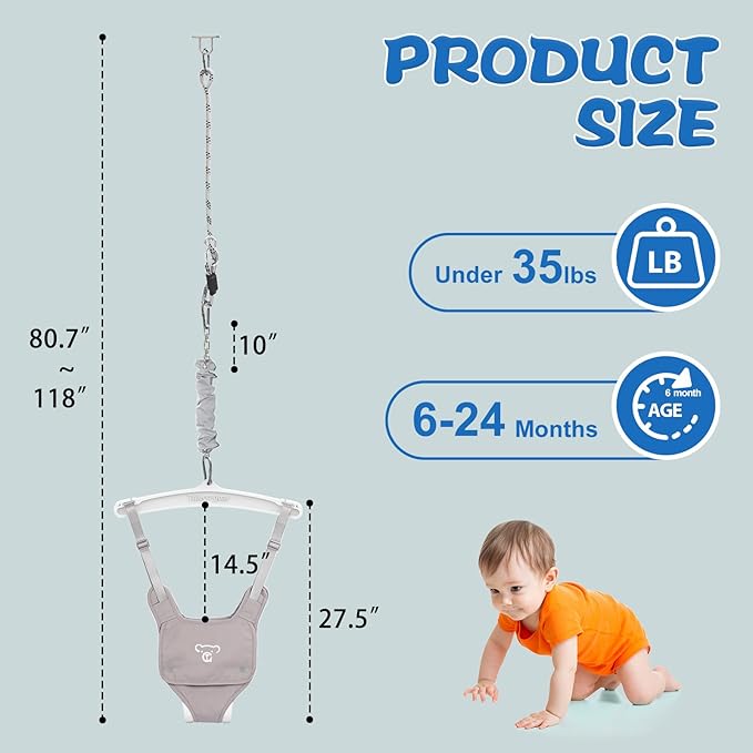 G TALECO GEAR Baby Jumper with a Ceiling Hook for Infant & Toddlers with Adjustable Chain, Bouncers for Indoor/Outdoor, Baby Doorway Jumpers with Soft Rug