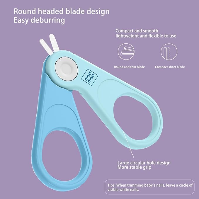 Mee Mee Baby Grooming Kit - Nail Clipper, Nail Filer, Scissors, and Small Tong for Safe and Easy Grooming (Blue)