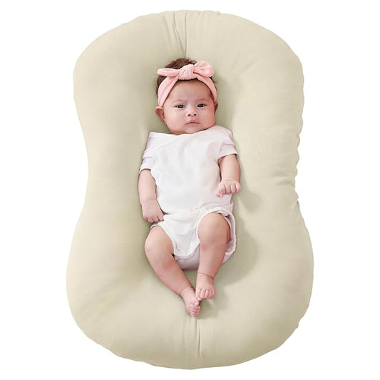 FUNUPUP Rayon Made from Bamboo Baby Lounger Cover Compatible with Snuggle Me Lounger, Infant Lounger Pillow Cover for Newborn, Removable Elastic Newborn Lounger Cover,Cover Only,Khaki
