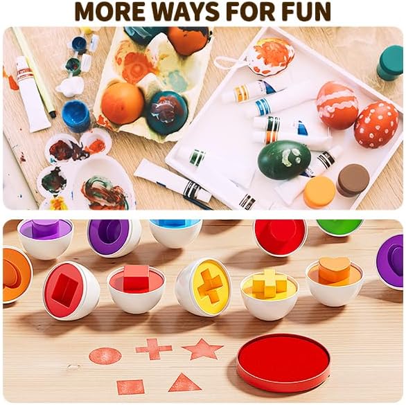 JUKUDAHU Matched Eggs Toddler Toys 1 2 3 4 Year Old - Shape Color Sorting Games, Kids Easter Eggs, Toddler Sensory Toys, Preschool Educational Boy Toy, Gifts for Baby 6-12 Months+