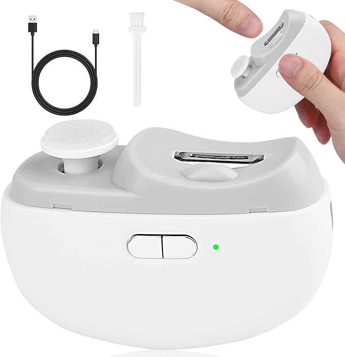 2026 Upgraded Electric Nail Clipper, 3 in 1 Automatic Nail Trimmer and Polisher with LED Light & Clip Storage,USB Rechargeable - 2 Speeds Electric Nail File for Baby, Adults, Seniors