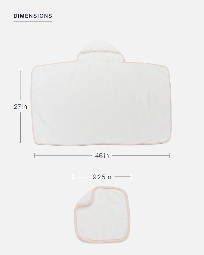 Lalo The Hooded Towel & Washcloth Set, 100% Organic Cotton, Soft on Sensitive Skin, Durable & Absorbent, Machine Washable, Includes One Baby Towel and Two Washcloths - Sage