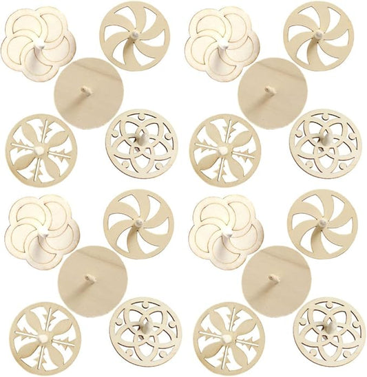 balacoo 20Pcs Wooden Spinning Tops for Kids DIY Gyroscope Toy Set with Paintable Unfinished Tops 2.75 Inch Creative Craft for Hand-Eye Coordination and Motor Skill Development