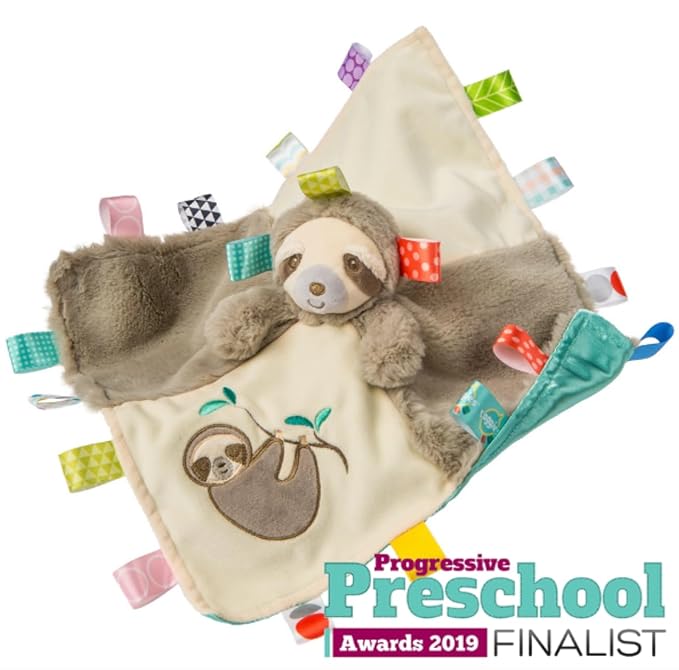 Taggies Soothing Sensory Stuffed Animal Security Blanket, Molasses Sloth, 13 x 13-Inches