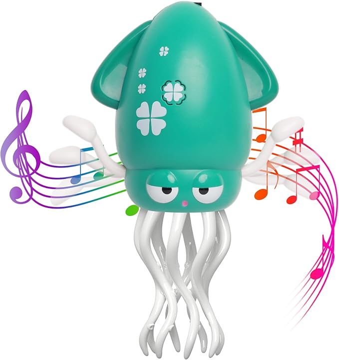 DYALE Dancing Squid Toy,Tummy Time Toy,Dancing Music Baby Toys for Ages 3 and Up for Kids,Green