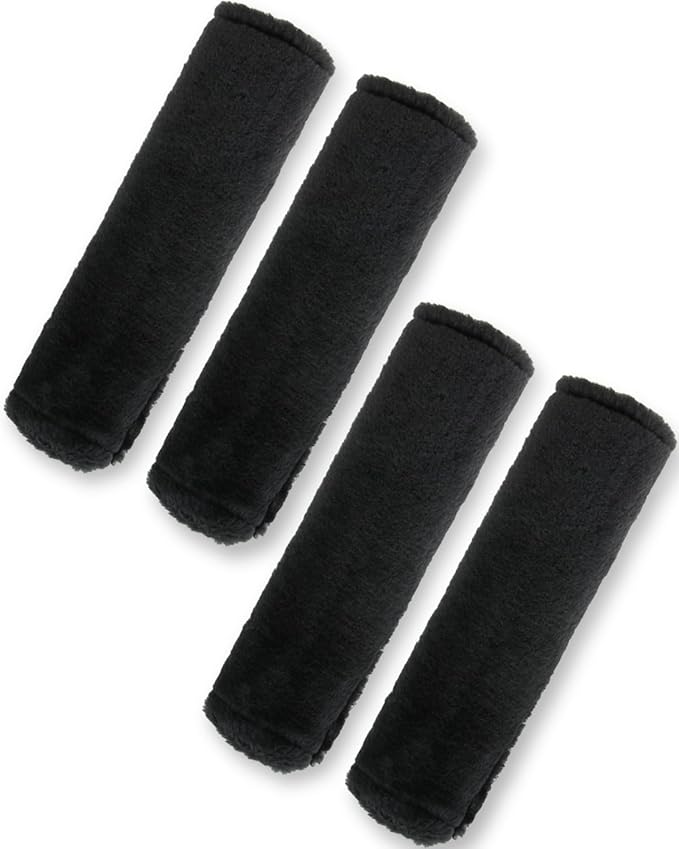 BELINOUS Faux Sheepskin Seat Belt Cover, Soft & Comfortable Seat Belt Shoulder Pad, Thick Car Seat Belt Cushion, Seat Belt Neck Protector for Kids Adults 4 Pack (Black)