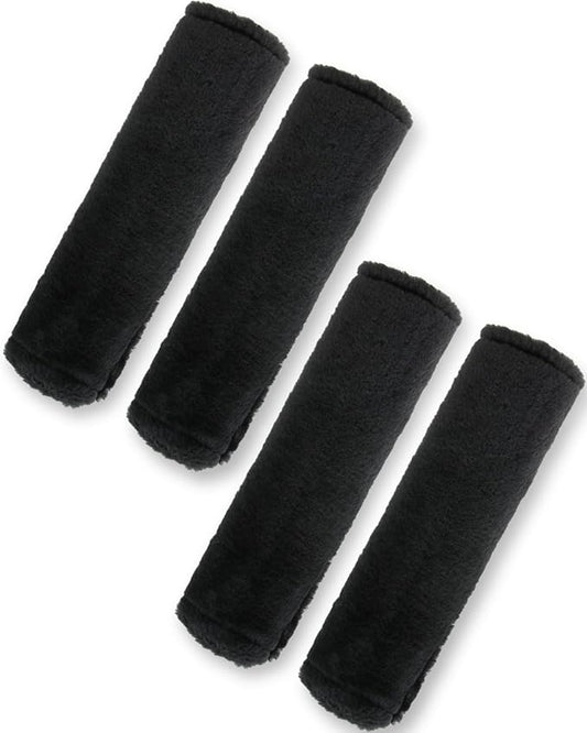 BELINOUS Faux Sheepskin Seat Belt Cover, Soft & Comfortable Seat Belt Shoulder Pad, Thick Car Seat Belt Cushion, Seat Belt Neck Protector for Kids Adults 4 Pack (Black)