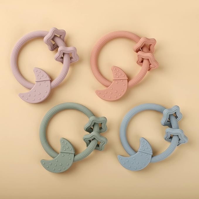 Silicone Baby Teething Toy, Silicone Baby Teether for Babies 3 Months+, BPA Free, Boys Girls Shower, Birthday, Christmas Gifts(Lilac)