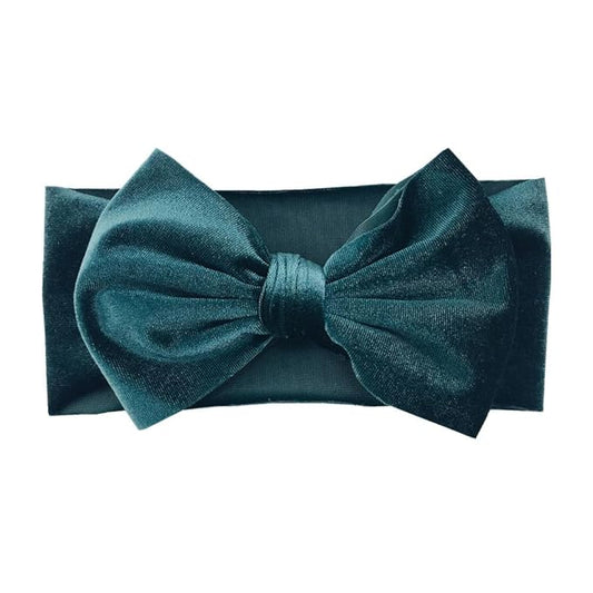 Baby Girl's 7'' Soft Big Bowknot Velvet Headband Toddler Hairband for Photography Travel Party Festivals (Dark Green, One Size)