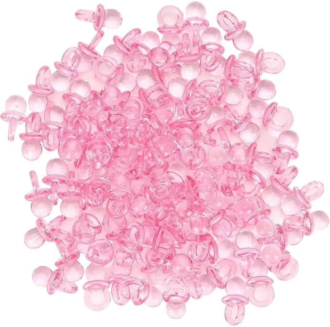 Pink Acrylic Crystal Pacifier Favors - 4 Pieces, 2'' - Adorable Party Decorations for Baby Showers and Gender Reveals