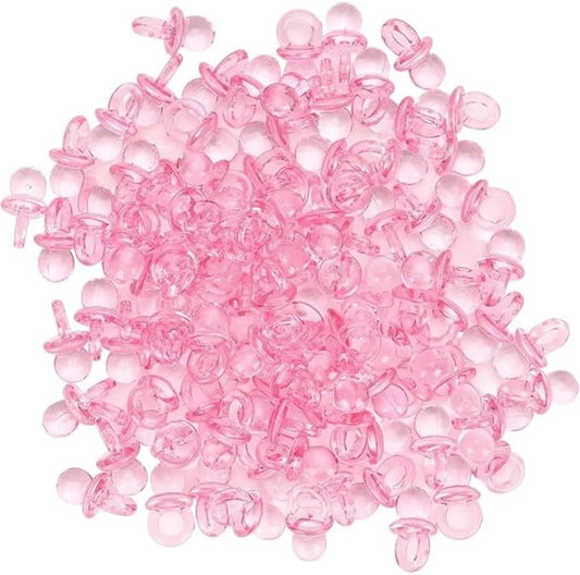 Pink Acrylic Crystal Pacifier Favors - 4 Pieces, 2'' - Adorable Party Decorations for Baby Showers and Gender Reveals