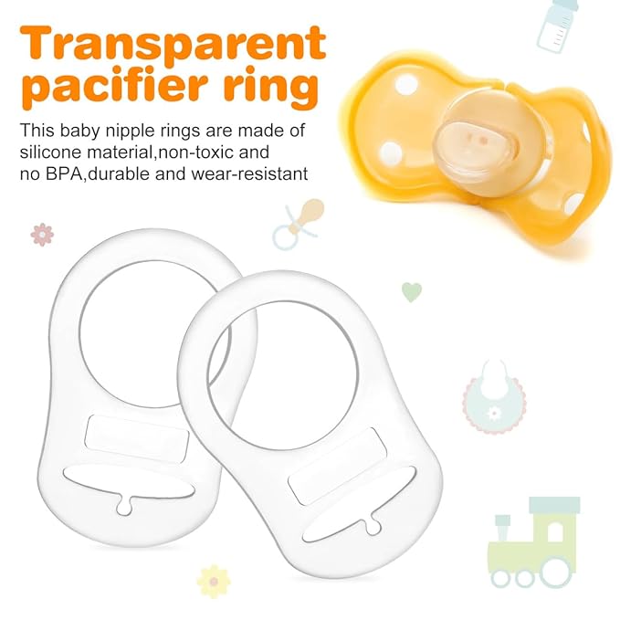 10 Pieces Silicone Adapter Rings Baby Holder and Clip MAM-Compatible (Soft &Transparent)