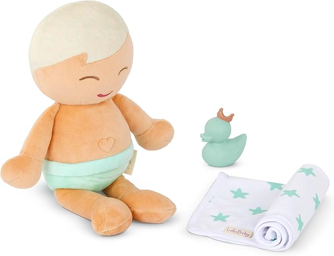 LullaBaby – 14-Inch Bath Doll – Fair Skintone & Blonde Hair Baby Boy Doll with Accessories – Soft Plush Body – Real Water Play – Tub Toy – Kids Ages 2+