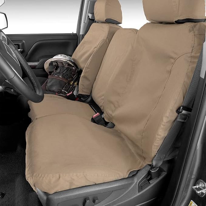 Covercraft Custom-Fit Front Bucket SeatSaver Seat Covers - Polycotton Fabric, Taupe