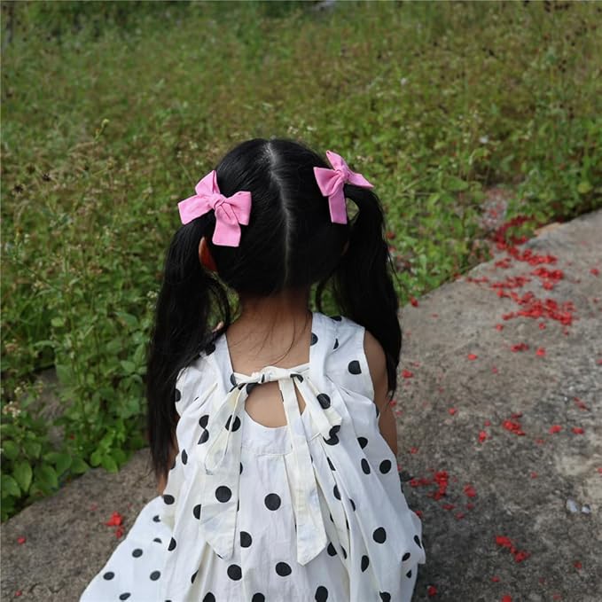 Cute Bow Hair Clips for Baby Girl Kids Pigtail Bangs 3.2" Sailor Bows Alligator Clip Hair Accessories (Green/Red/Pink)