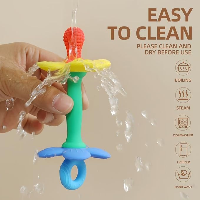 Baby Teething Toys Silicone Baby Teether Toy Soft Easy to Hold Babies Flower Teethers Chew Toy for Infant Toddlers Multiple Textures Teething Toys 3-6 Months