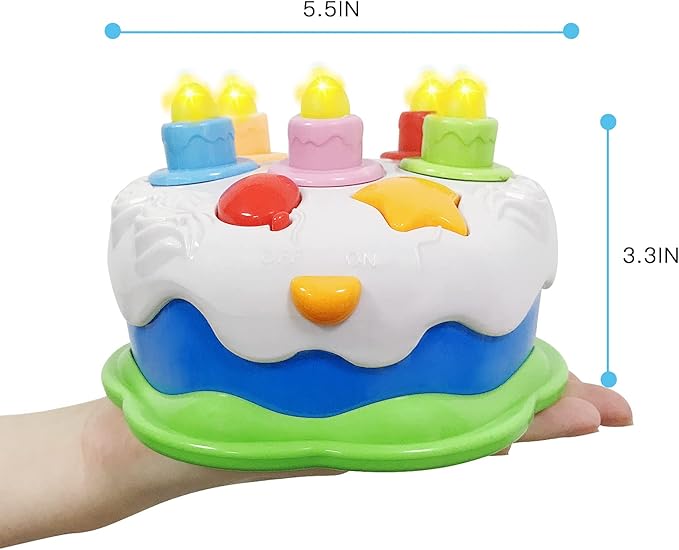 First Birthday Cake Toy - Music Cake Toys with Counting and Blow Candles Singing Toys for 1 2 3 4 Years Old Boys Girls Birthday and Xmas Gift