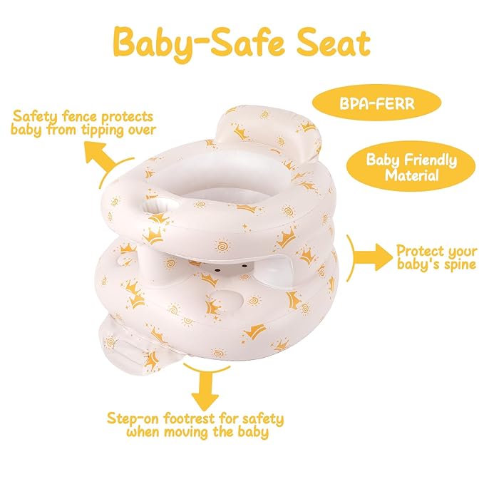 TDTOK Inflatable Baby Seat, Sit Me Floor Seat for Babies 3 Months Up, Inflatable Baby Chair with Fence & Built-in Air Pump for Home, Travel