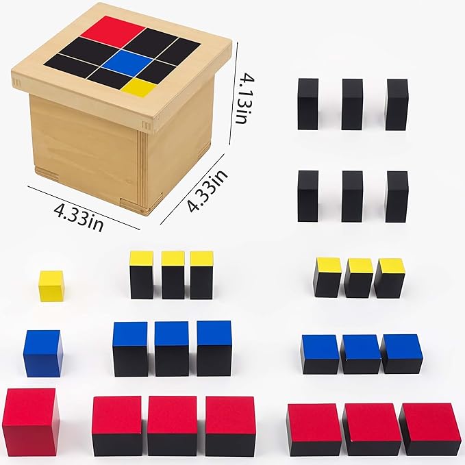 Hidoggy Montessori Trinomial Cube, Sensorial Materials Arithmetic Trinomial Cube Educational Montessori Math Toy for Toddlers with Box