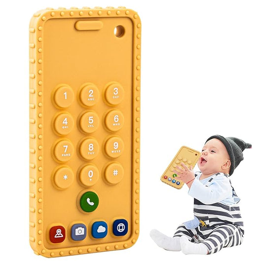 Baby Phone Teething Toys for Babies 0-3, 0-6, 6-12 Months | Soft Silicone Cell Phone Teethers Toys | Baby Fidget Toys 0-6 Months | Infant Teether Pacifier for Breastfeeding Baby Boy Girl