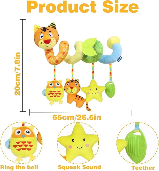 Multi-Use Baby Spiral Activity Toy – Spiral carseat Toy for Car Seat, Stroller,Play Gym, Keeps Baby Quiet, Easy Travel Solution