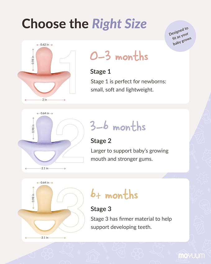 Moyuum Silicone Macaron Pacifier | Made in Korea, BPA Free One-Piece Design Baby Soother, Soft Orthodontic Shape with Air Holes, 2 Pack with Travel Case, Newborn 0-3 Months (Mango+Blue, Stage 1)
