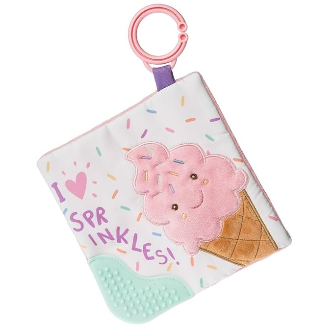Mary Meyer Sweet Soothie Crinkle Teether Toy with Baby Paper and Squeaker, 6 x 6-Inches, Sprinkles Ice Cream