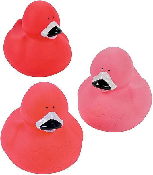 Fun Express Vinyl Flamingo Rubber Duckies | 12 Count | Great for Seasonal Holiday Party Decor, Giveaways, Prizes, and Favors