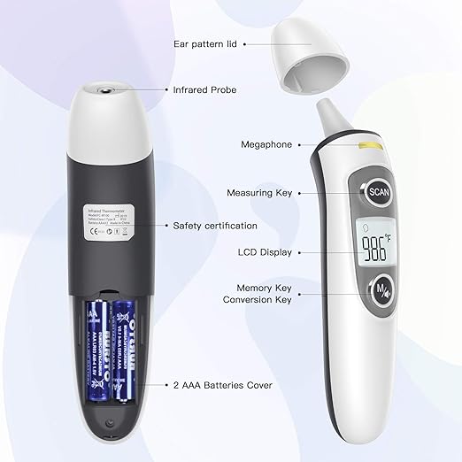F103 Touchless Forehead Thermometer for Adults and Surface - 2 in 1 Dual Mode Fever Thermometer