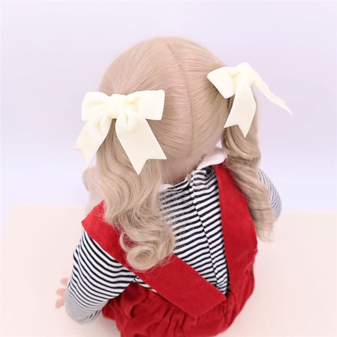 2 Pcs Cute Cream Velvet Hair Bow Clips 3" Bowknot Alligator Clip Barrettes Hairpins for Baby Girl Kids Accessories