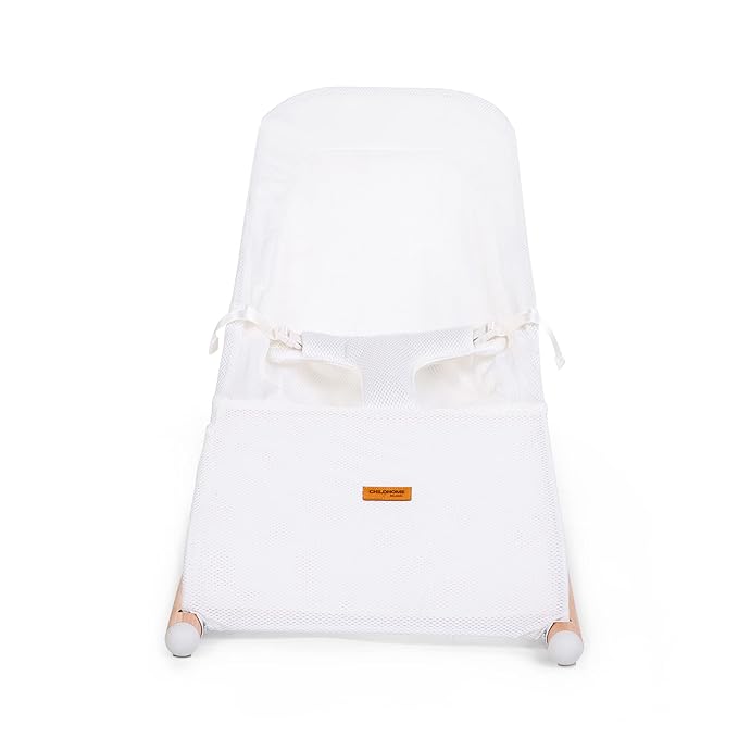 Childhome Evolux Baby Bouncer Mesh Fabric Seat Cover, Baby Lounger Cover, Lightweight Breathable Mesh Fabric, Replacement Baby Bouncer Seat Cover (White)