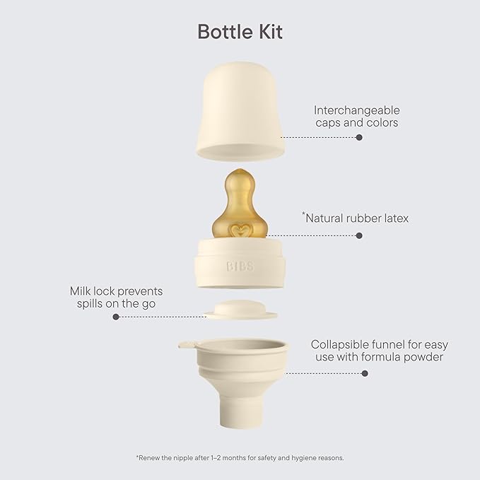 BIBS Baby Bottle Kit | BPA Free Natural Rubber | Made in Denmark | Woodchuck
