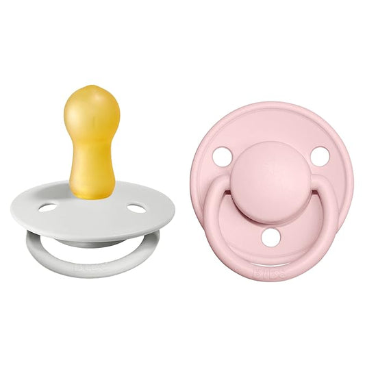BIBS Pacifiers - De Lux Collection | BPA-Free Baby Pacifier | Made in Denmark | Set of 2 Blossom/Haze Color Premium Soothers | Size 6-18 Months