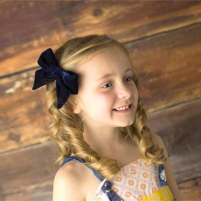 Vintage Velvet Bow Hair Clips for Baby Girl Kids Women Fall Velvet Christmas Hair Bows Barrettes Accessories (4 pcs Vintage)