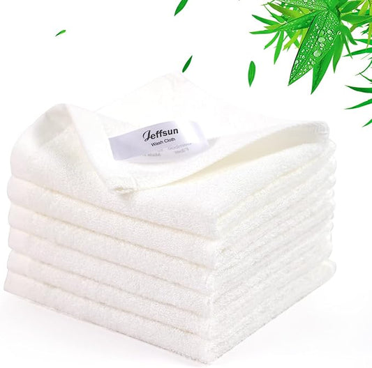 Baby Washcloths 6 Pack, 10x10 inch Heavenly Soft Small White Wash Cloths for Face and Body, Gentle & Safe Face Towel on Sensitive Skin, Baby Essentials Bath Shower Gifts for Newborn Kid Toddler Child
