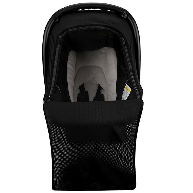 Bebamour Baby Car Seat Cover for Summer Lightweight Car Seat Cover for Boys Girls Breathable Infant Car Seat Cover Canopy (New Black)