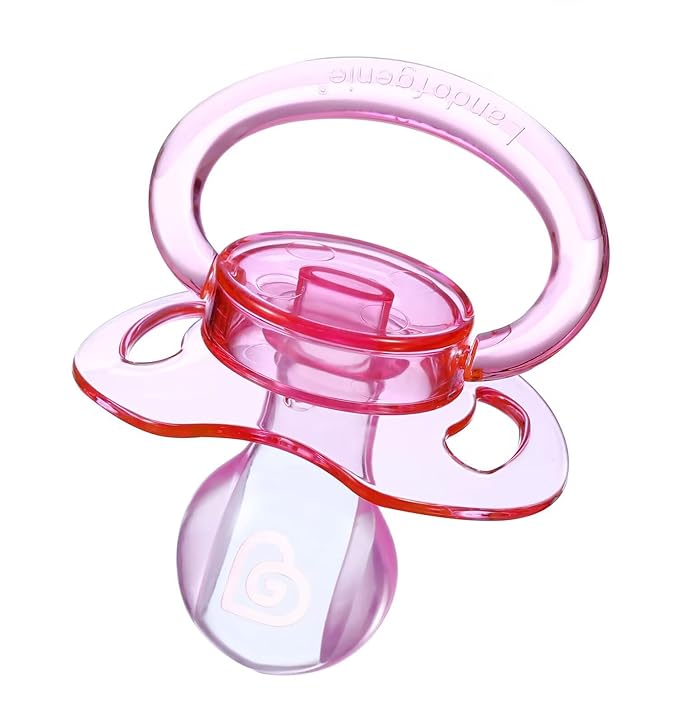 Landofgenie Large Shield Adult Size Pacifiers Bone Shape Transparent Design Pacifier Pink