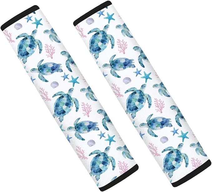 AFPANQZ Turtle Starfish Print Seat Belt Pads Covers Universal Fit for Truck Vans Sedans SUVs Safety Seatbelt Pad Cushion Comfortable Driving Car Seats Accessories