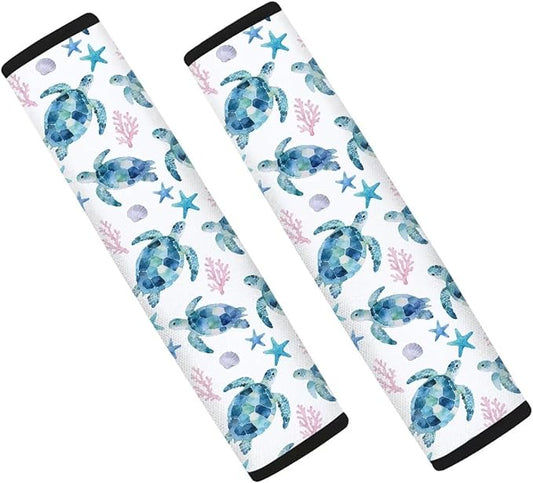 AFPANQZ Turtle Starfish Print Seat Belt Pads Covers Universal Fit for Truck Vans Sedans SUVs Safety Seatbelt Pad Cushion Comfortable Driving Car Seats Accessories