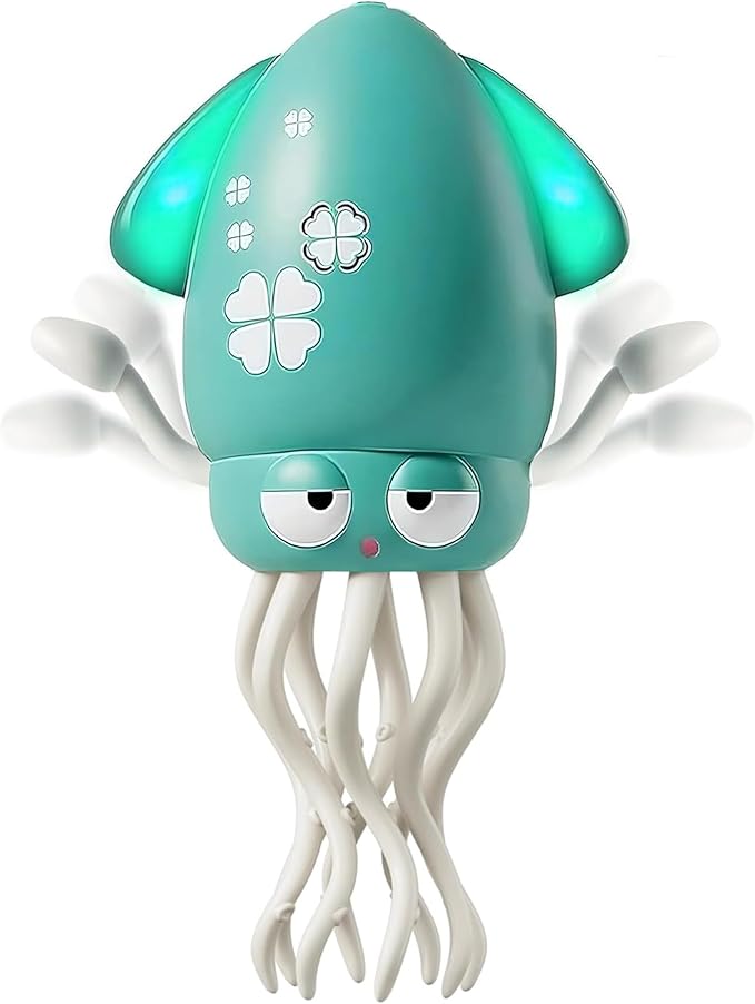 Qxbuhe Dancing Octopus Toy,Smart Tentacle Explorer,Crawling Dancing Automatic Obstacle Sensor Toys,Electric Crawling Octopus with LED Lights & Music (Green)