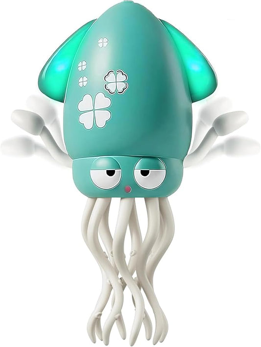 Qxbuhe Dancing Octopus Toy,Smart Tentacle Explorer,Crawling Dancing Automatic Obstacle Sensor Toys,Electric Crawling Octopus with LED Lights & Music (Green)