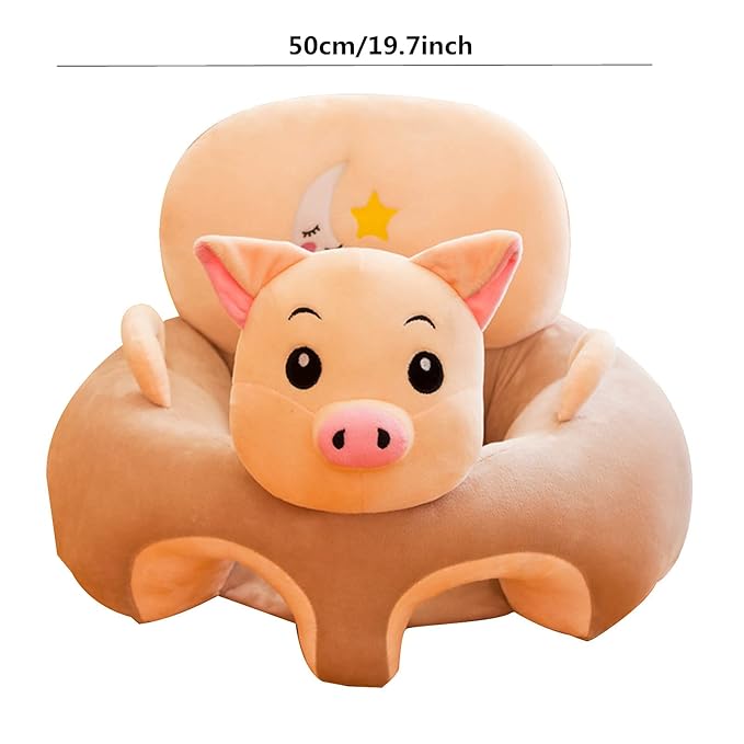 Baby Support Seat, Animal Shaped Baby Learning to Sit Chair Keep Sitting, Baby Floor Plush Lounger for 3-24 Months Baby, Piggy