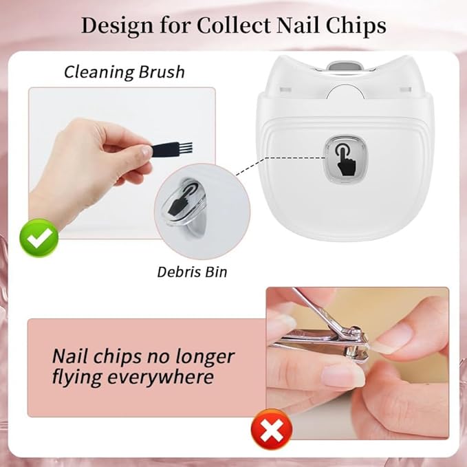 Electric Nail Clipper,Automatic Baby Electric Nail Trimmer, Rechargeable 2 Speed Nail Kit for Elderly, LED Light Manicure Set,Fingernail Clipper Gift for Kids,Adult