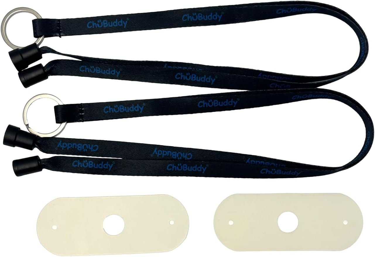 ChuBuddy Chewy Holder 4 Pack: Two Black Clip-On Tether Bracelets & Two Black Neck Lanyards for Autism, ADHD, Oral Sensory Needs, Special Needs, or Anxiety – Ages 3+