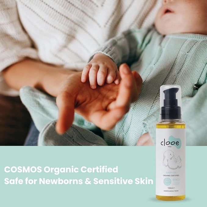 Organic Baby Oil (100 ml) – Olive, Almond & Argan – Gentle Moisturizing Massage Oil for Babies & Kids